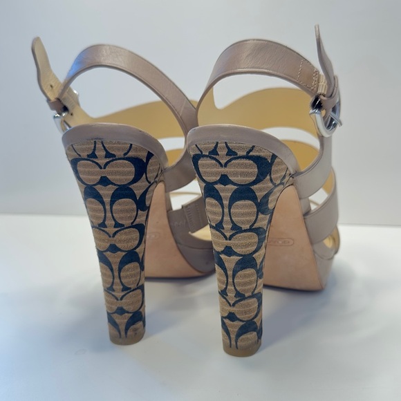 Coach Bertta Taupe Leather Platform Heels – Size 7B - Picture 5 of 8